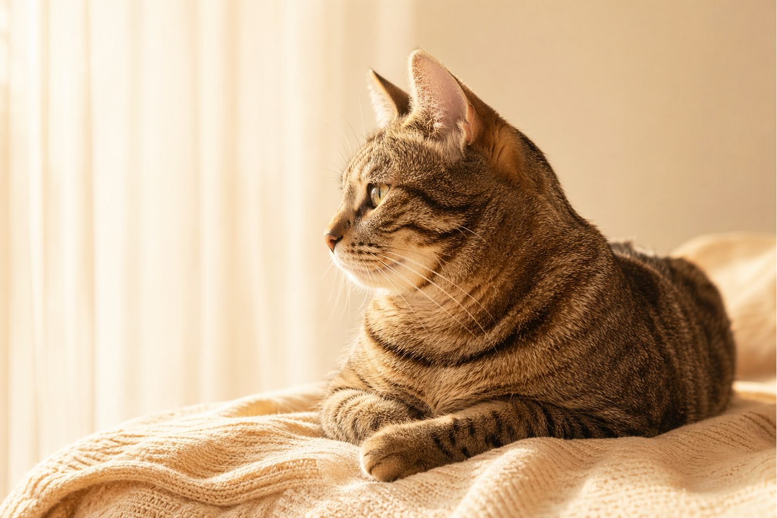 Cat resting in warm sunlight